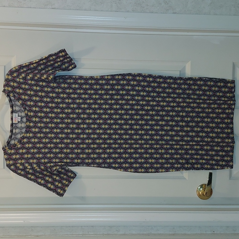 LuLaRoe Purple and Yellow Geometric Midi Dress